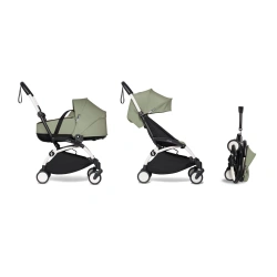 Cochecito silla Stokke YOYO³ + capazo Bassinet y recambio textil BABYZEN Olive (Chasis Blanco) - imagen