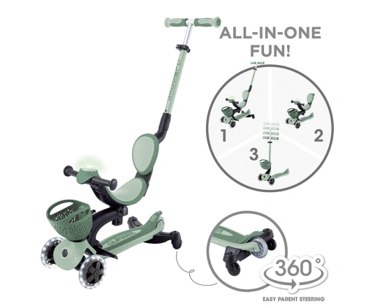 Самокат Globber Go Up Baby Lights 360 Olive