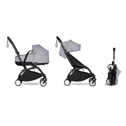 Cochecito silla Stokke YOYO³ + capazo Bassinet y recambio textil BABYZEN Stone (Chasis Blanco) - imagen