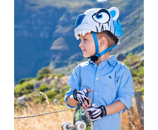 Casco Crazy Safety Tiger Blanco (con linterna)