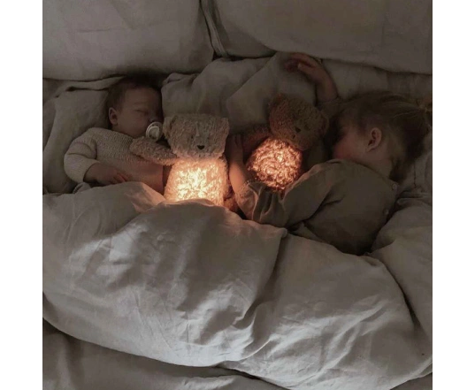Peluche Luz-Sonido Oso Orgánico Moonie - Grey Nature