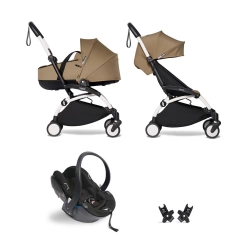 Універсальна коляска 3 в 1 Stokke YOYO³ + люлька Bassinet, текстиль та автокрісло BABYZEN - Toffee (шасі White) - зображення