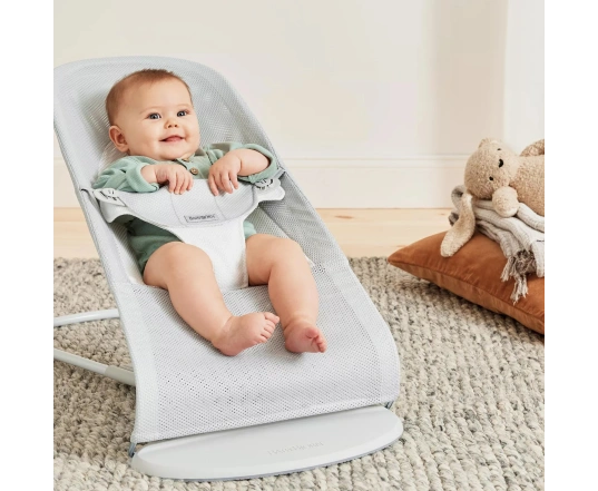 Hamaca Balance Soft BabyBjörn Tejido Mesh - Plata/Blanco