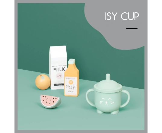 Taza con pajita de silicona Babymoov Isy'Cup - Verde, 6+
