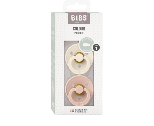 2 Chupetes BIBS Colour Simétrica Blush/Ivory  6-18 M