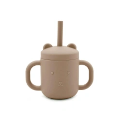 Taza silicona con asas y pajita Petit Monkey - Taupe  - imagen