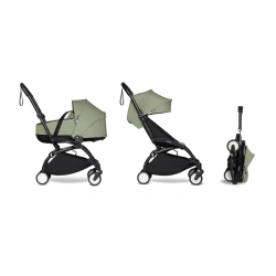 Універсальна коляска 2 в 1 Stokke YOYO³ із люлькою Bassinet та текстилем BABYZEN Olive (шасі Black) - зображення