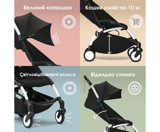 Silla de paseo Stokke YOYO³ Zebra (сhasis Black)