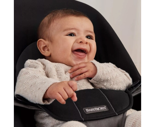 Hamaca Balance Soft BabyBjörn Tejido Algodón - Negro/Gris