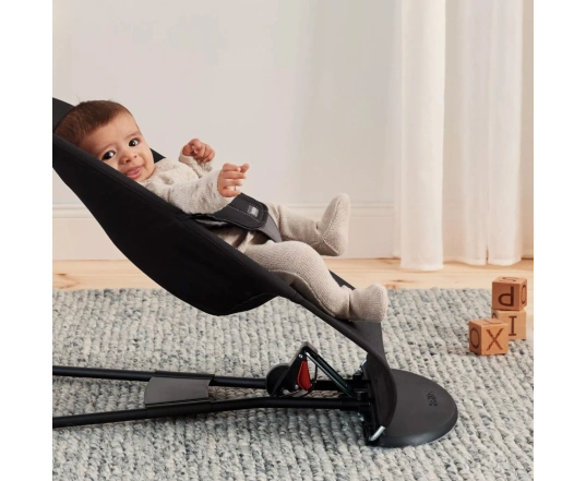 Hamaca Balance Soft BabyBjörn Tejido Algodón - Negro/Gris