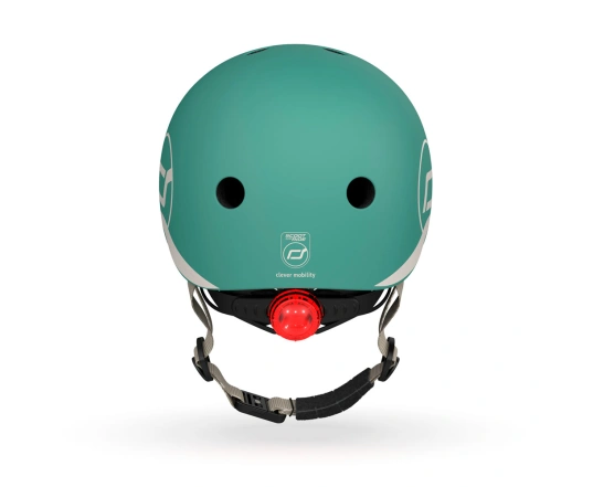 Casco infantil Scoot and Ride 45-51 cm (XXS-S) Gris verde (con linterna)