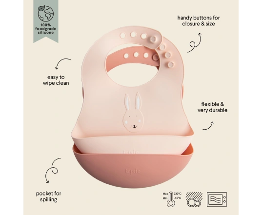 Silicona babero 2-pack Trixie - Mrs. Rabbit