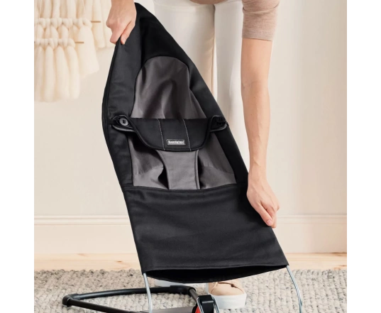 Hamaca Balance Soft BabyBjörn Tejido Algodón - Negro/Gris