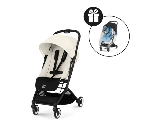 Прогулянкова коляска Cybex Orfeo BLK Canvas White + Дощовик