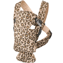 Mochila porta Bebé Mini BabyBjörn tejido algodón - Beige/Leopardo - imagen