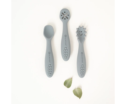 Set cubiertos de aprendizaje Olmitos - Gris