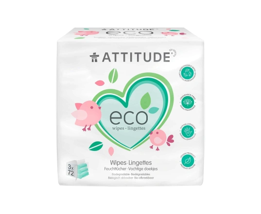 Toallitas bebes biodegradables dispersable Attitude pack 3x72ud