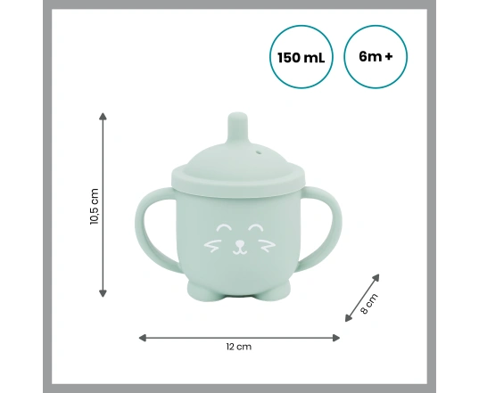 Taza con pajita de silicona Babymoov Isy'Cup - Verde, 6+