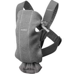 Mochila porta Bebé Mini BabyBjörn tejido 3D Jersey - Gris oscuro - imagen