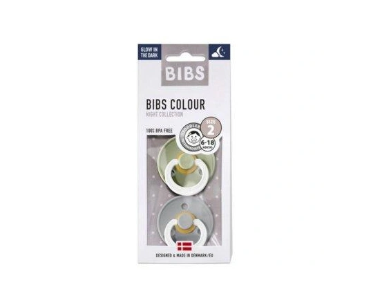 2 Chupetes Nocturnos BIBS Colour Round Sage/Cloud 6-18 M