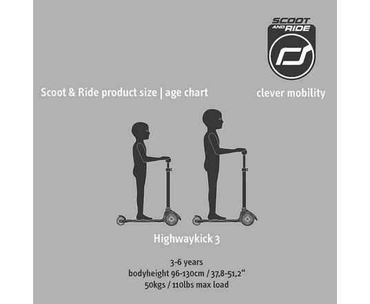 Patinete Scoot and Ride Highwaykick-3 con ruedas iluminadas kiwi