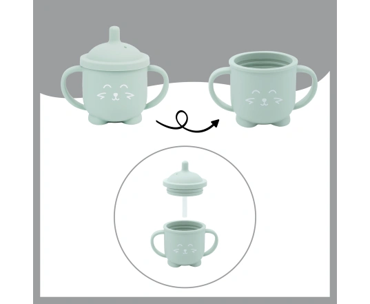 Taza con pajita de silicona Babymoov Isy'Cup - Verde, 6+