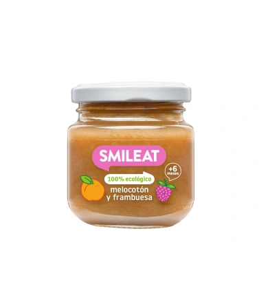 Tarrito de Melocotón y Frambuesas Ecologico Smileat (130g) - imagen