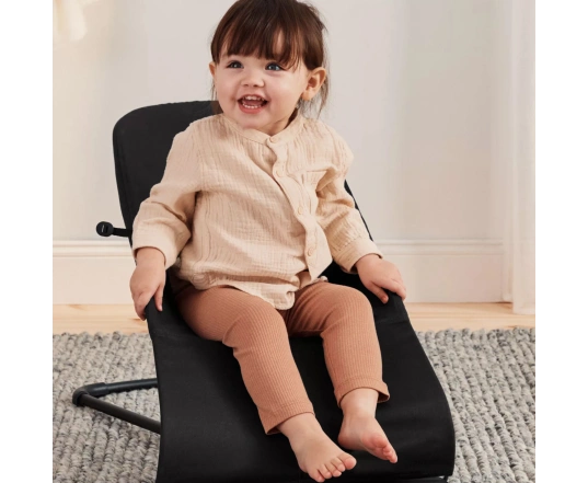 Hamaca Balance Soft BabyBjörn Tejido Algodón - Negro/Gris