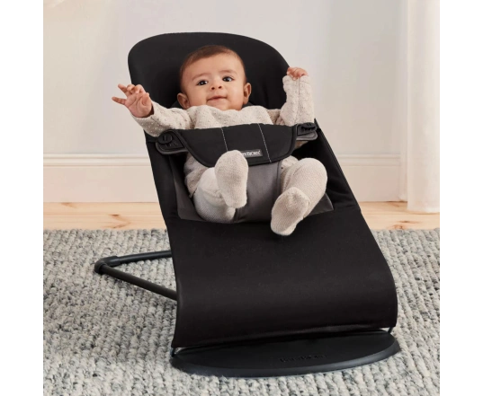 Hamaca Balance Soft BabyBjörn Tejido Algodón - Negro/Gris