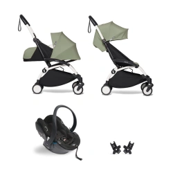 Універсальна коляска 3 в 1 Stokke YOYO³ + люлька, текстиль та автокрісло BABYZEN - Olive (шасі White) - зображення