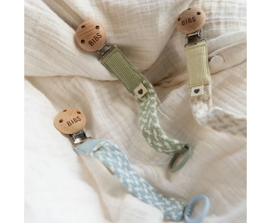 Chupetero BIBS Trenzado Baby Blue /Ivory 