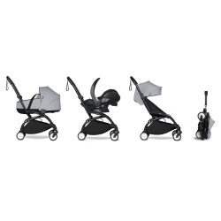 Універсальна коляска 3 в 1 Stokke YOYO³ + люлька Bassinet, текстиль та автокрісло BABYZEN - Stone (шасі Black) - зображення