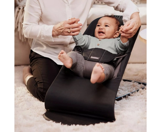Hamaca Balance Soft BabyBjörn Tejido Algodón - Negro/Gris