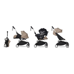 Cochecito completo Stokke YOYO³ + capazo, recambio textil y silla de coche BABYZEN - Taupe (Chasis Blanco) - imagen