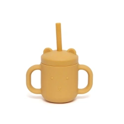 Taza silicona con asas y pajita Petit Monkey - Ochre - imagen