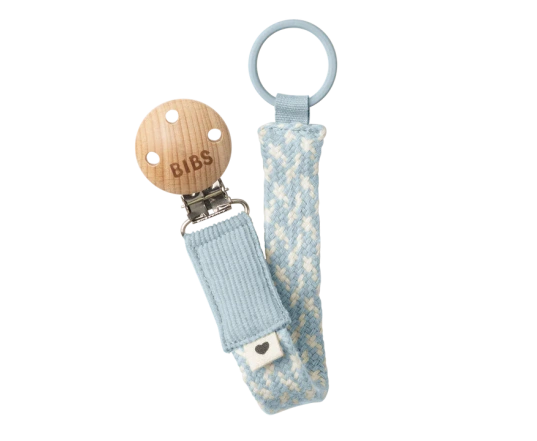 Chupetero BIBS Trenzado Baby Blue /Ivory 