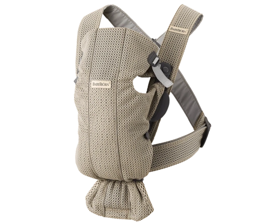 Mochila porta Bebé Mini BabyBjörn tejido mesh - Greige