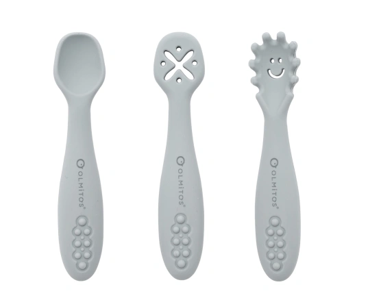 Set cubiertos de aprendizaje Olmitos - Gris