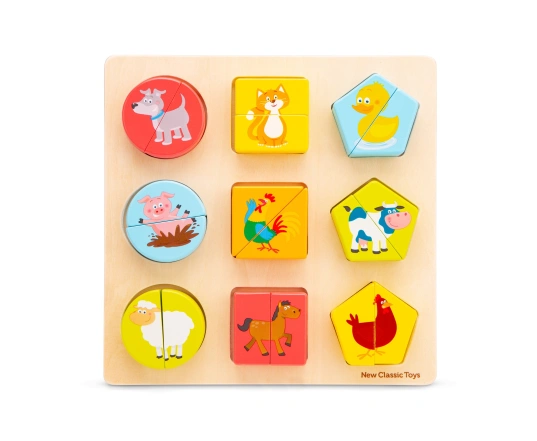 Puzzle de bloques de forma New Classic Toys - Animales