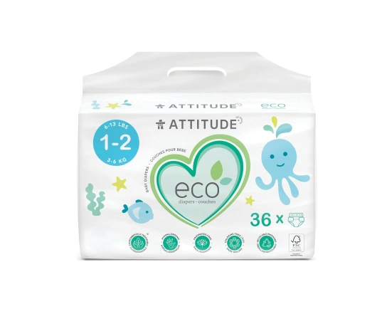 Pañales ECO Attitude Talla 1-2 (3-6Kg) 36u