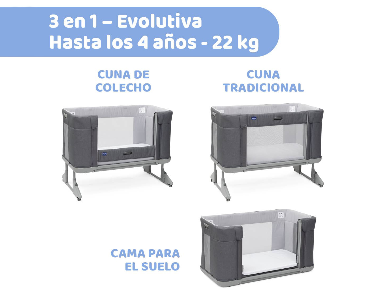 Cuna Chicco Next 2 Me  Forever - Ash Grey | KIDSLINE-39 - imagen