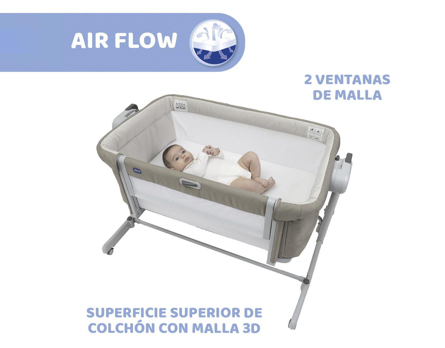 Cuna Chicco Next 2 Me Magic Evo - Grey Mist | KIDSLINE-42 - imagen