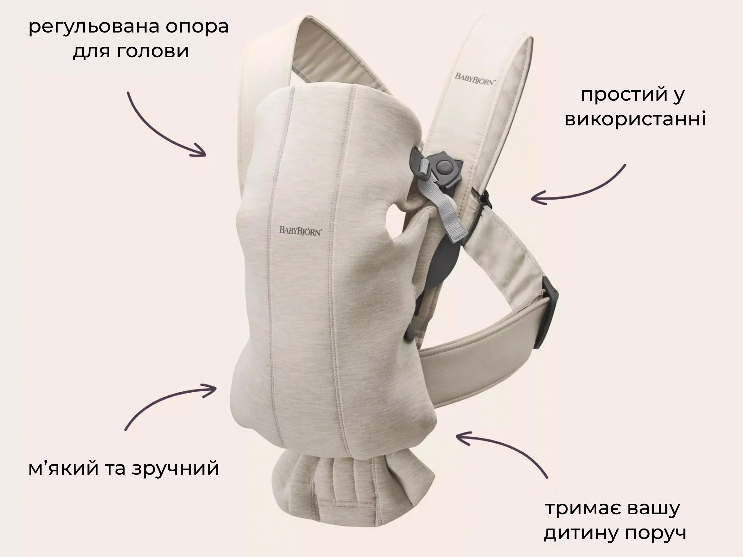 Рюкзак-кенгуру Bebé Mini BabyBjörn (тканина 3Д трикотаж) - Сірий | KIDSLINE-39 - зображення