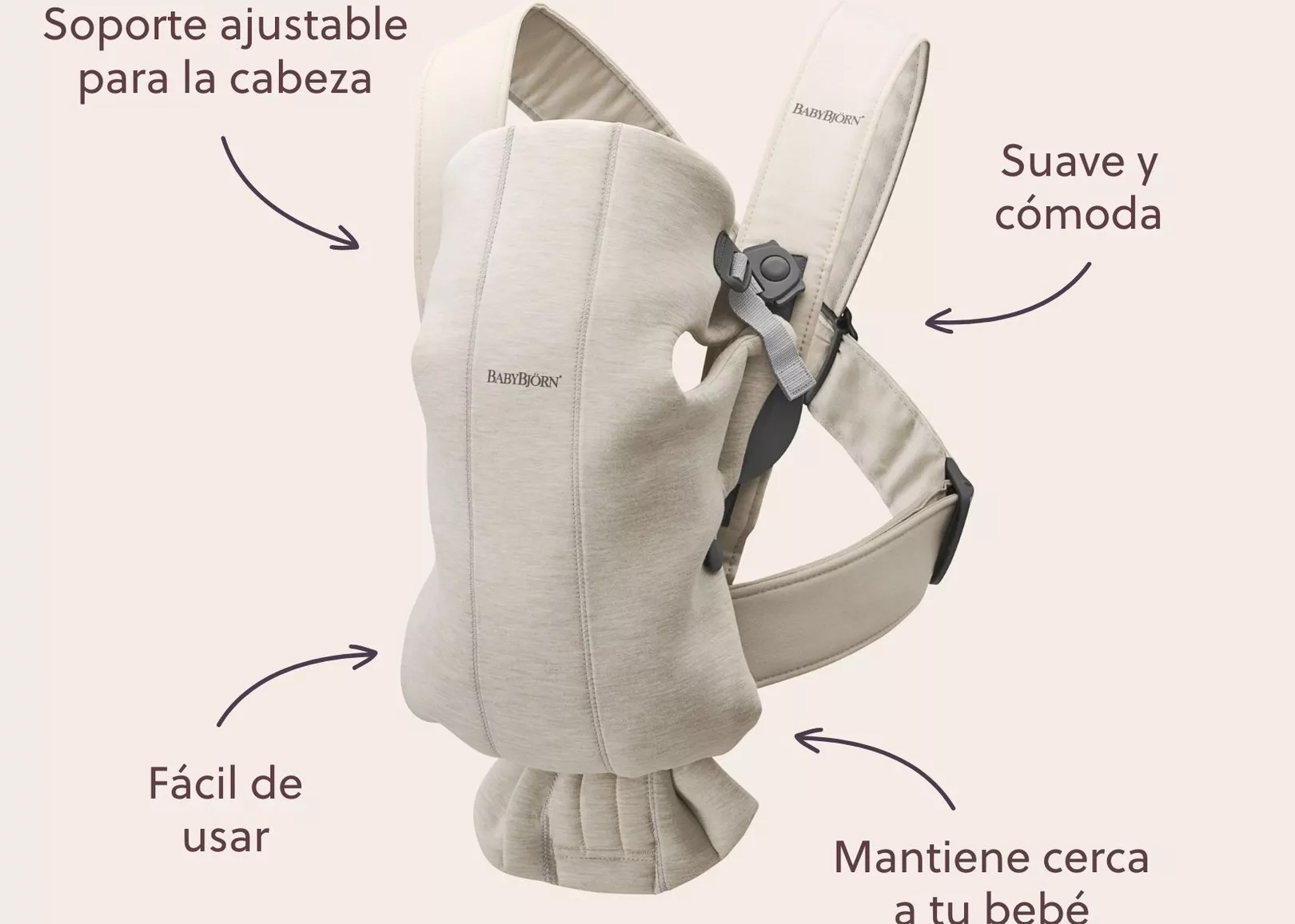 Mochila porta Bebé Mini BabyBjörn tejido algodón - Beige/Leopardo | KIDSLINE-50 - imagen